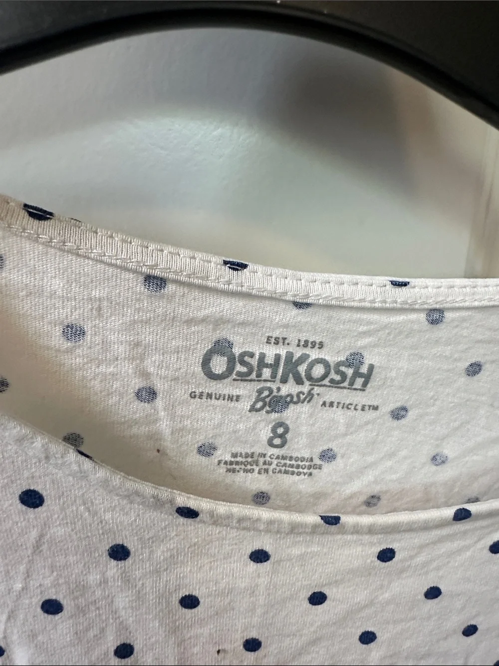 OshKosh B'gosh White Polka Dot Tie-Front Crop Top